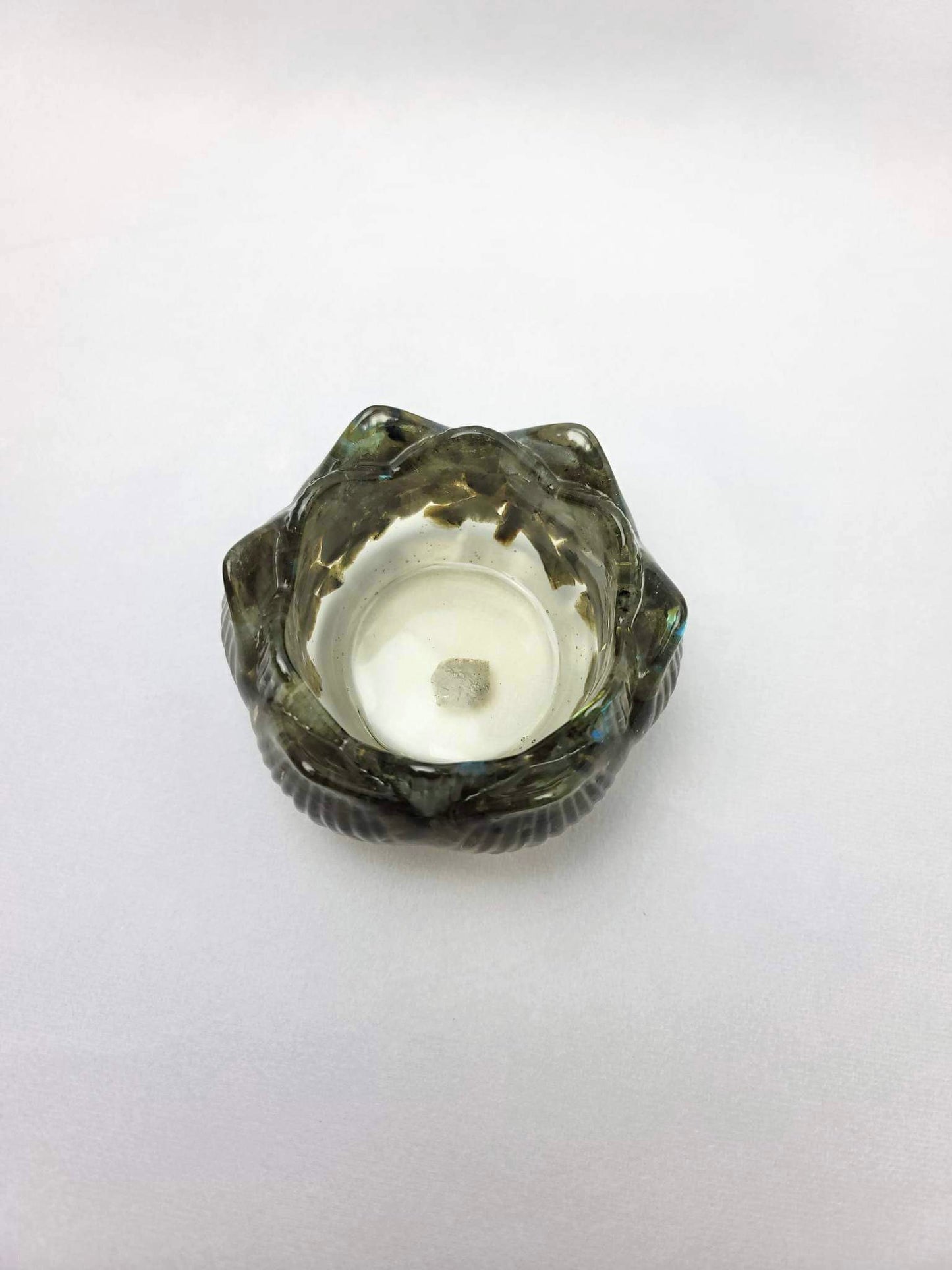 LABRADORITE LOTUS BOWL + CANDLE HOLDER | H146