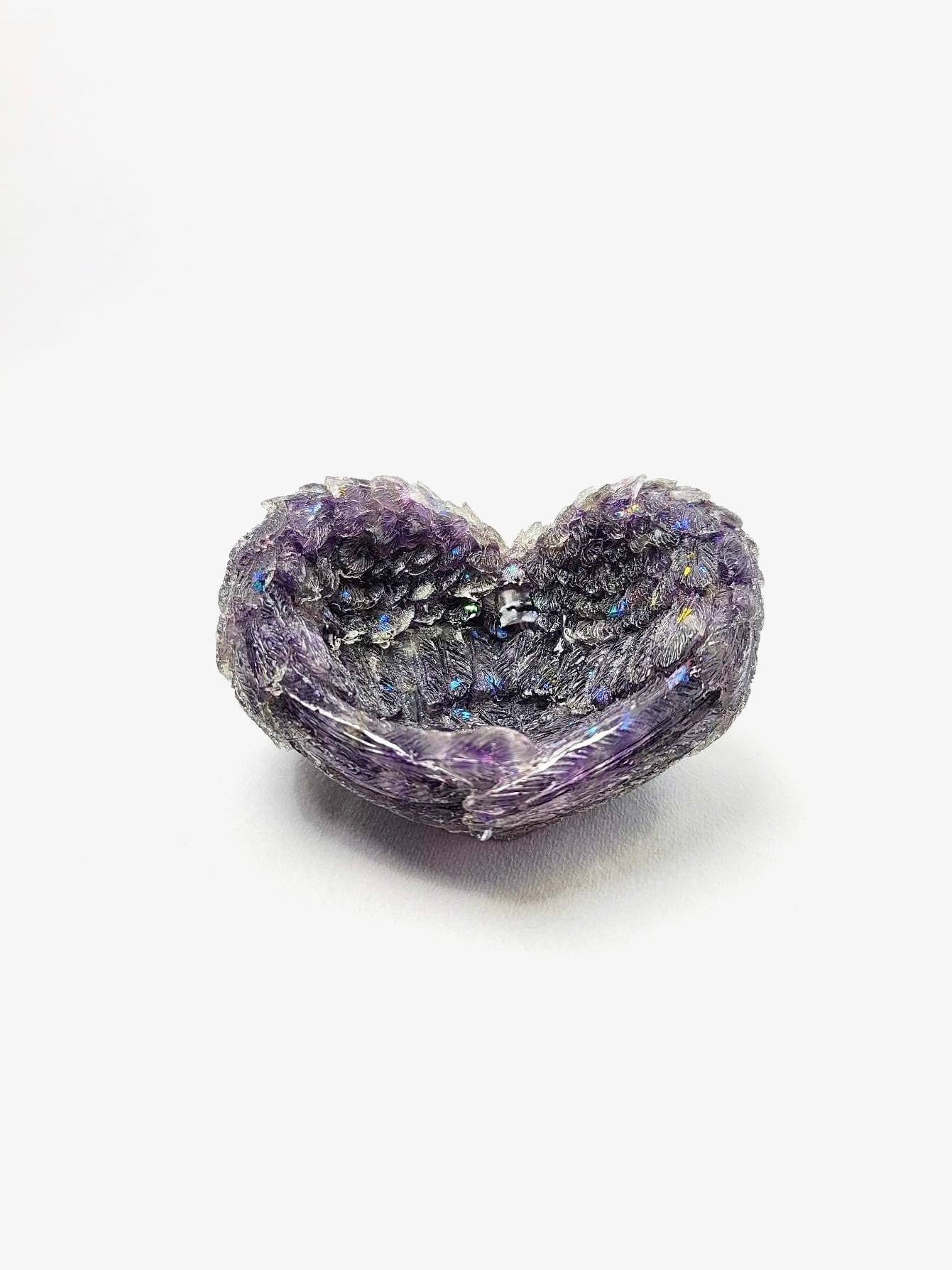 AMETHYST HEART ANGEL WING BOWL | H130