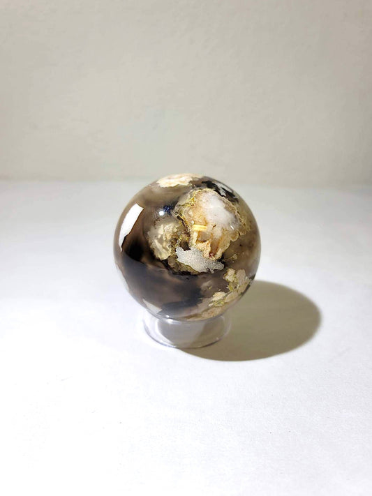BLACK FLOWER AGATE SPHERE | H129